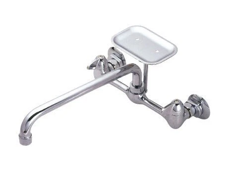 Banner Faucet Kitchen 2 Handle Chrome 12" Spout and Soap Dish, SF-62