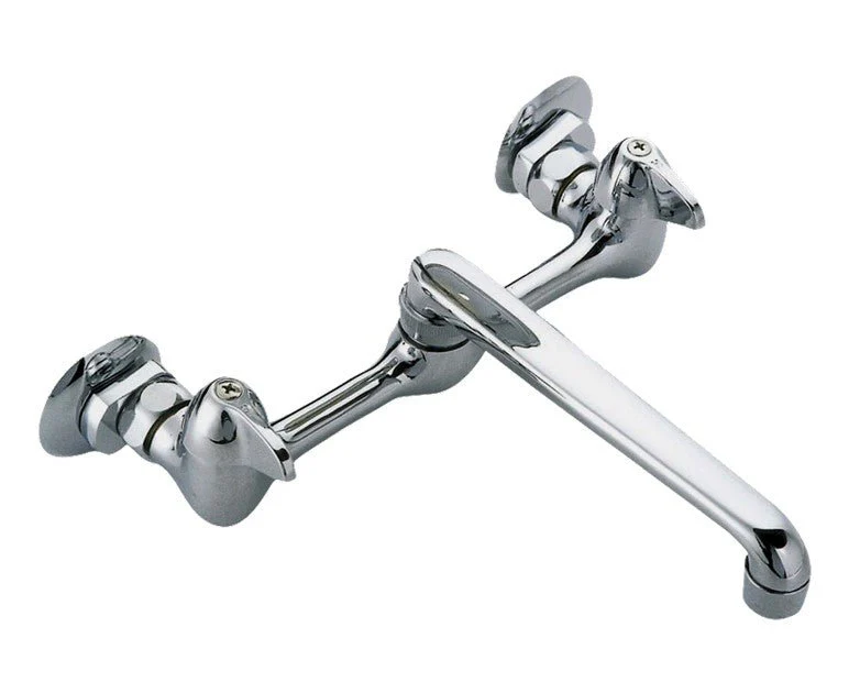 Banner Faucet Kitchen 2 Handle Chrome Wall Mount 8" Swivel Spout SF-63-8