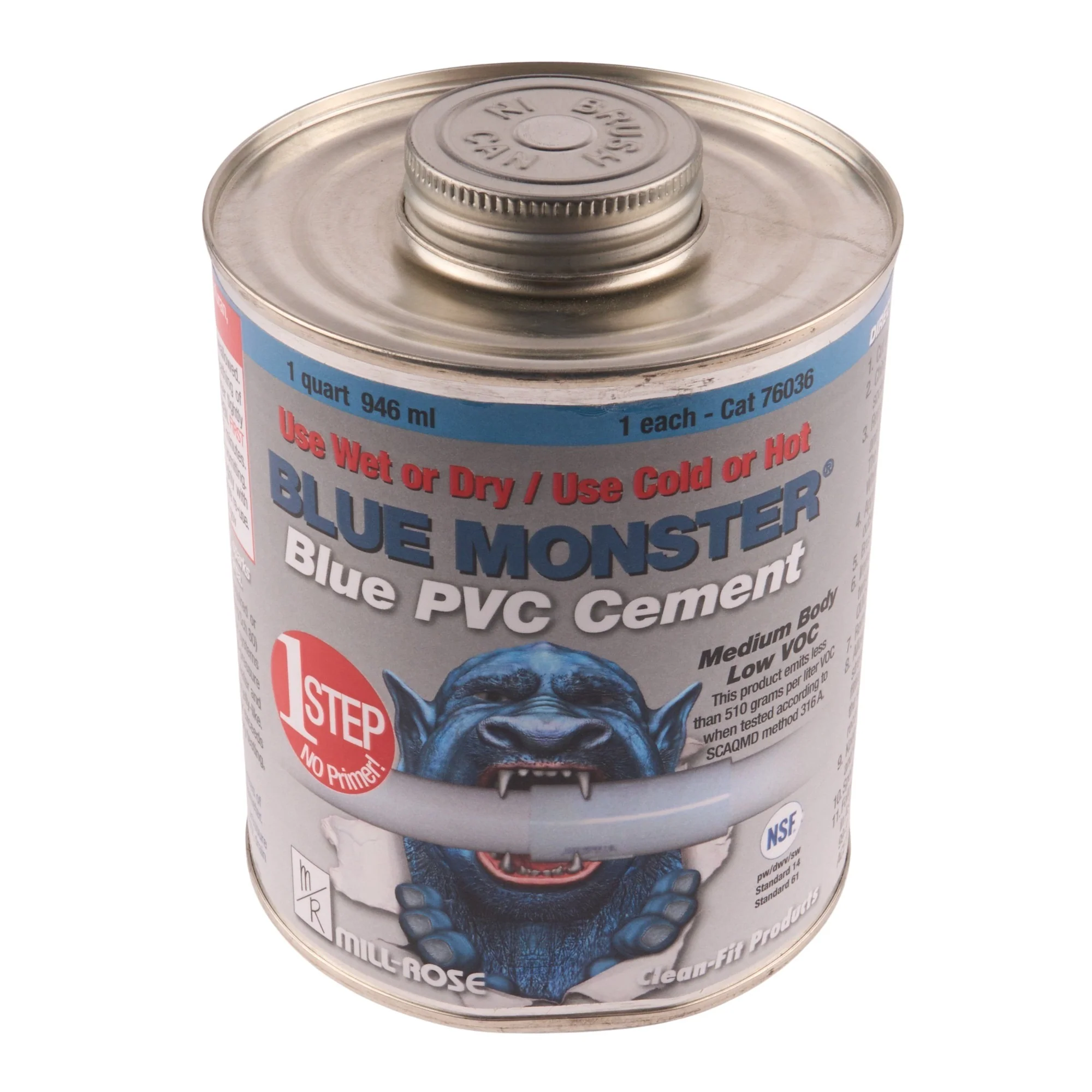 Blue Monster 1 Quart Blue PVC Cement