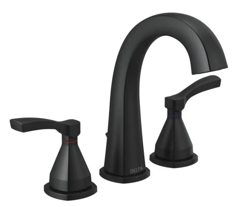 Delta Stryke Widespread Bathroom Faucet with Lever Handles and Pop-Up Drain Assembly