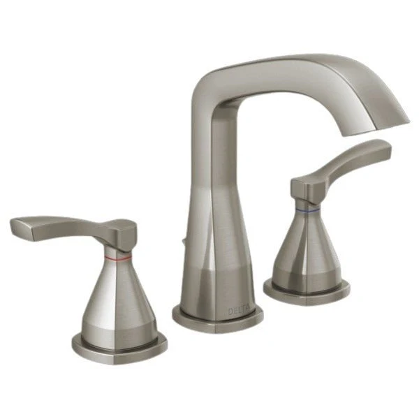 Delta Stryke Widespread Bathroom Faucet with Lever Handles and Pop-Up Drain Assembly - Limited Lifetime Warranty