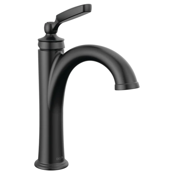 Delta Woodhurst Single Hole Bathroom Faucet with Push Pop-Up Drain Assembly