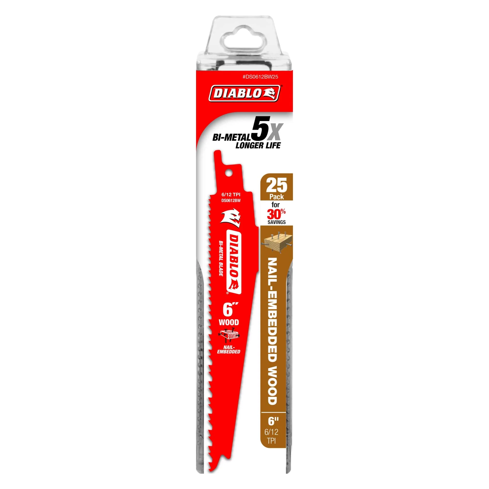 Diablo 6"Demo Demon Il-Embedded Wood Blade 6/12Tpi - Image 2