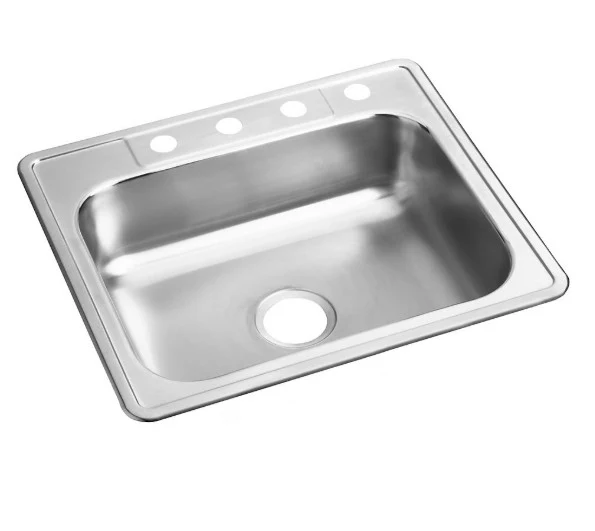 Elkay Dayton 25" Drop In Single Basin Stainless Steel Kitchen Sink, 4 Hole, 6" Deep