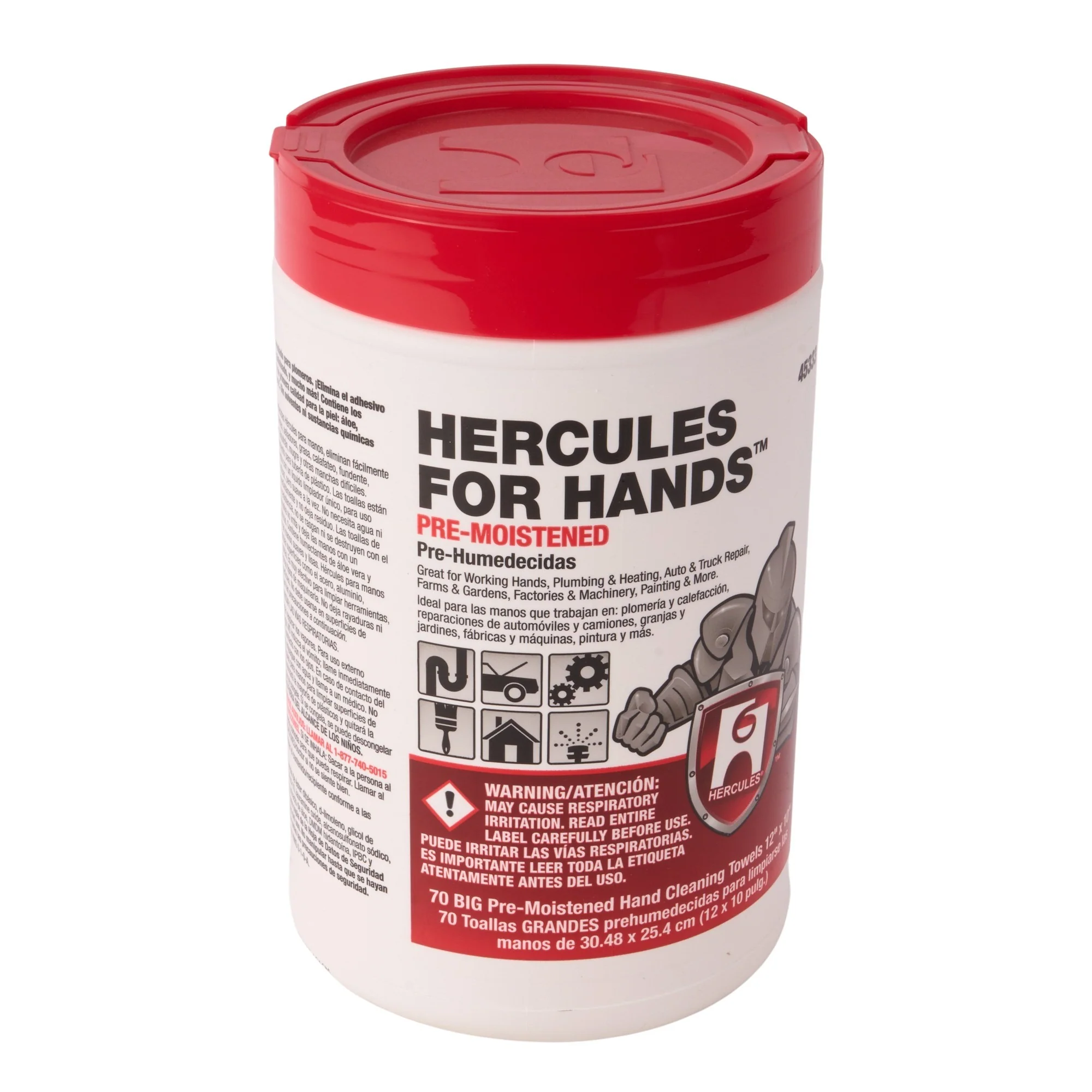 Hercules for Hands Pre-Moistened Hand Cleaning Towels (Dispenser Tub of 70 Towels)