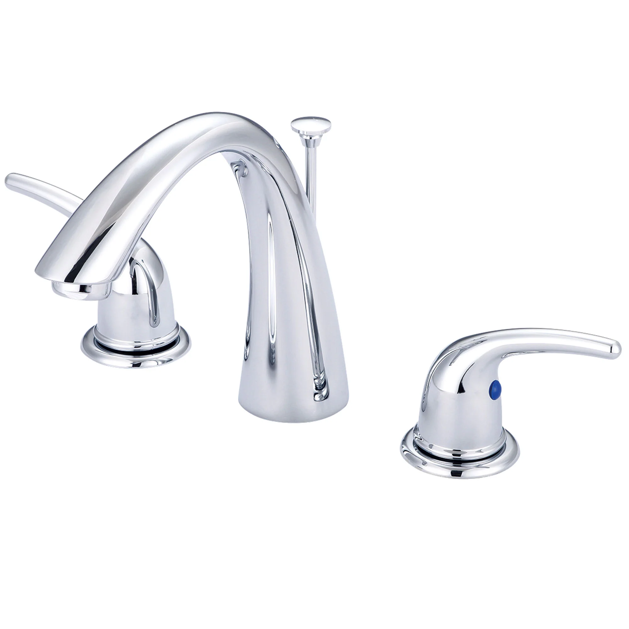 Olympia Faucets Accent 1.2 GPM Widespread Bathroom Faucet with J Style Rigid Spout and Brass Pop-Up Drain Assembly