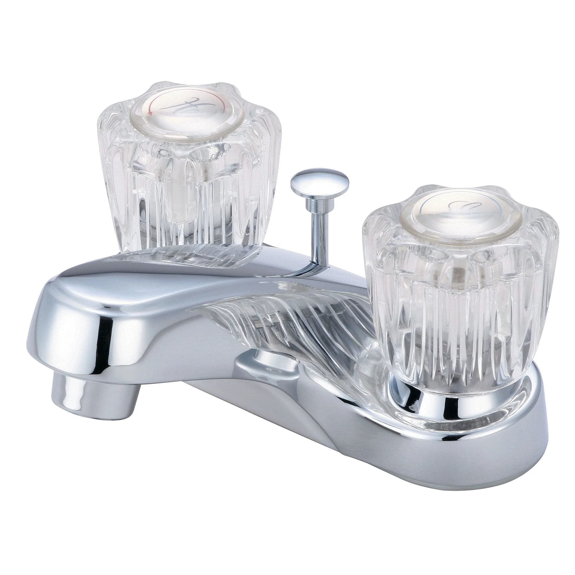 Olympia Faucets Elite 1.2 GPM Centerset Bathroom Faucet with Acrylic Handles and Brass Pop-Up Drain Assembly