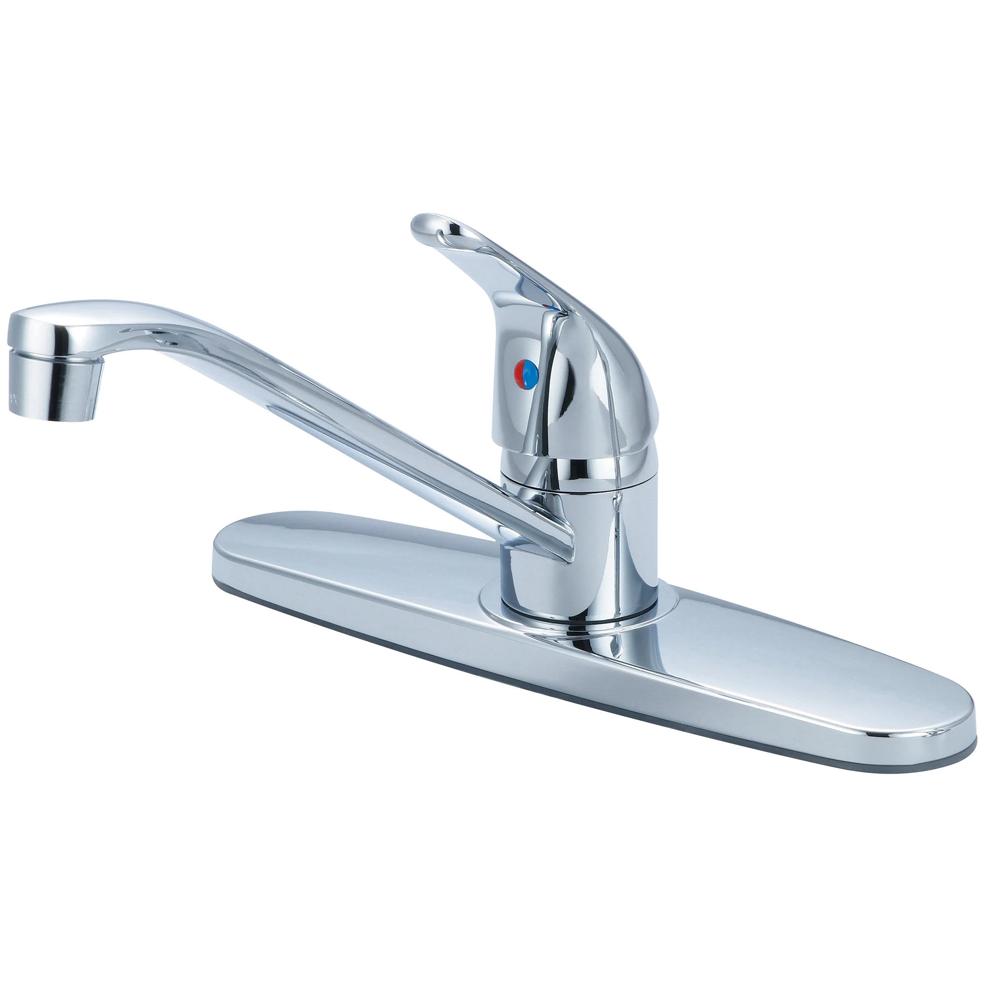 Olympia Faucets Elite 1.5 GPM Widespread Kitchen Faucet with 7-15/16" Reach D-Style Swivel Spout, Lever Handle, and Stainless Steel Flexible Connections