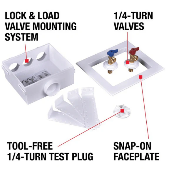 Oatey Plastic Washing Machine Outlet Box w/ Valve – 38530