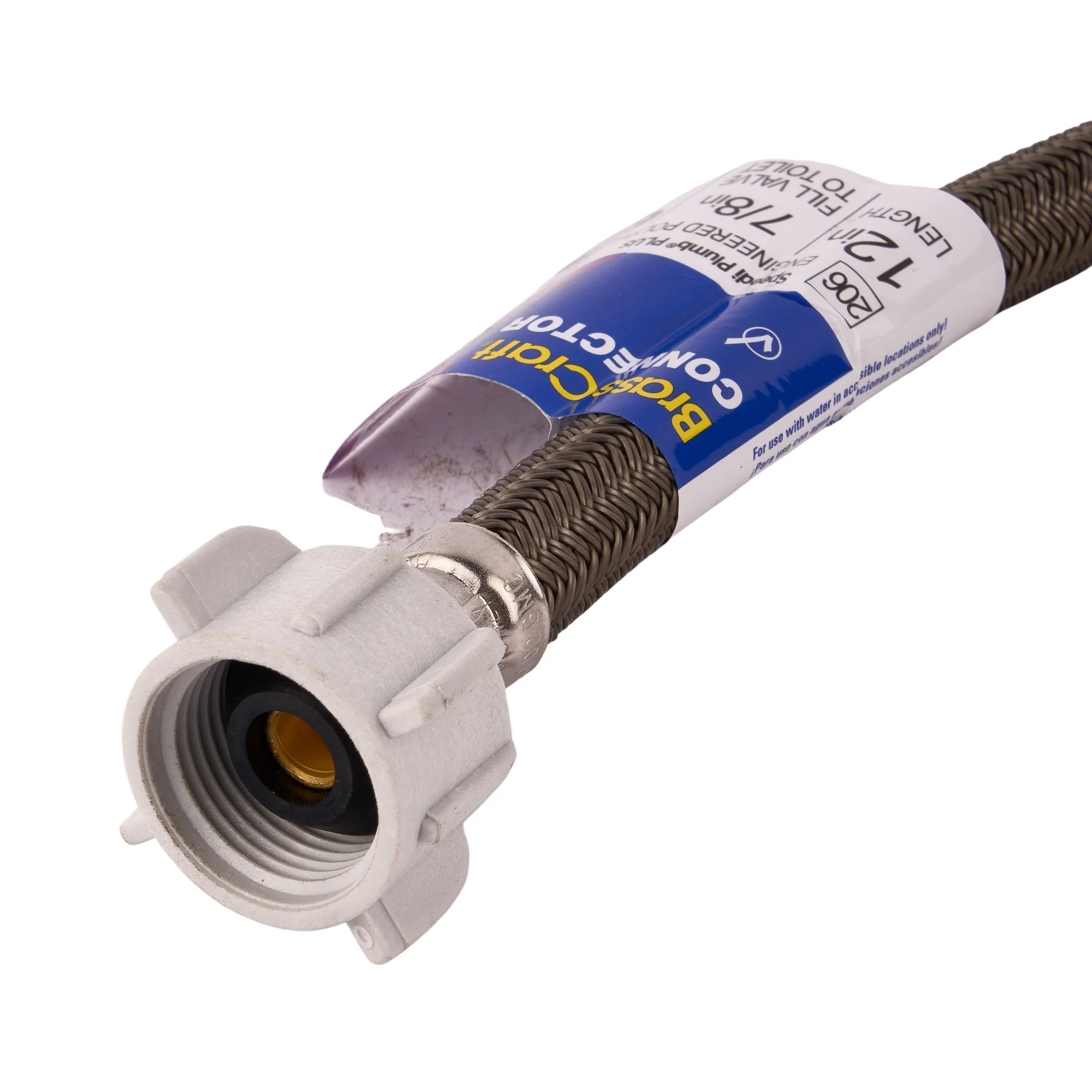 PRO1T12 12" Braided Stainless Steel Hose Toilet Connector (3/8" Comp. x 7/8" Ballcock) - Image 3