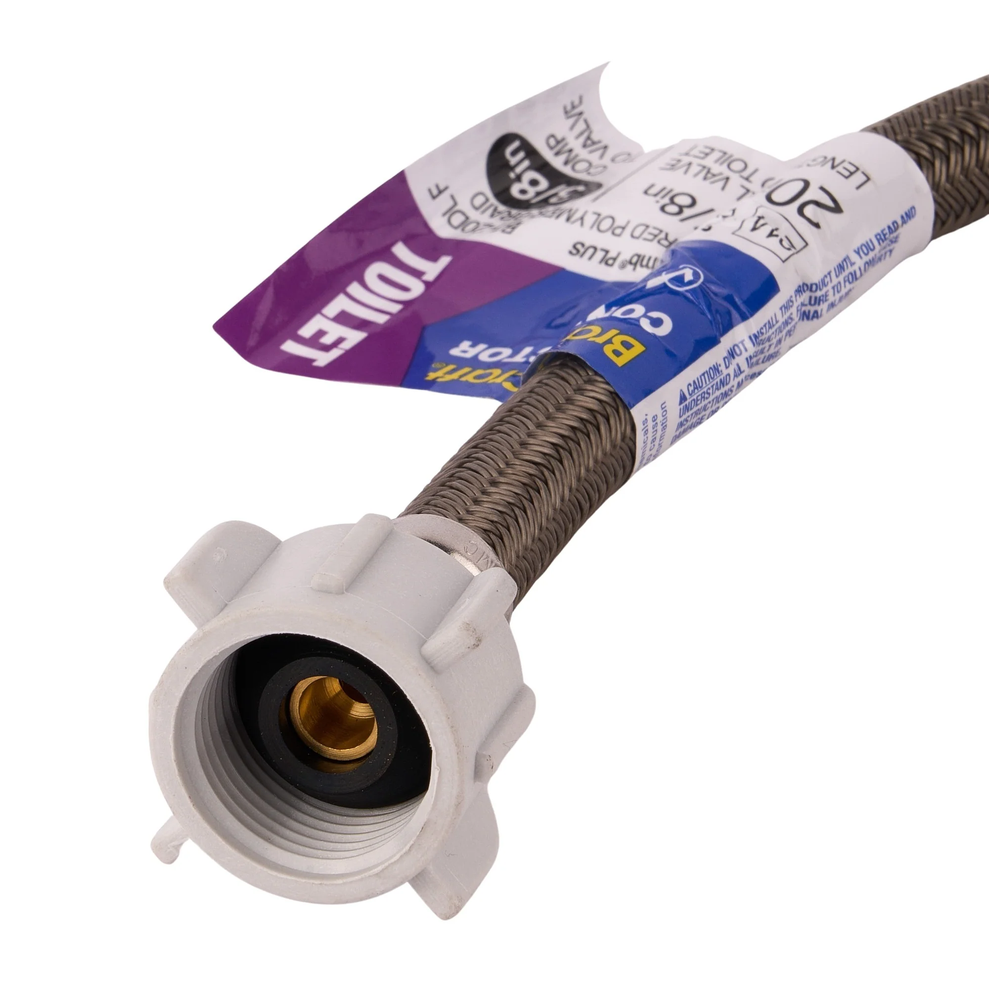 PRO1T20 20" Braided Stainless Steel Hose Toilet Connector (3/8" Compression x 7/8" Ballcock) - Image 3