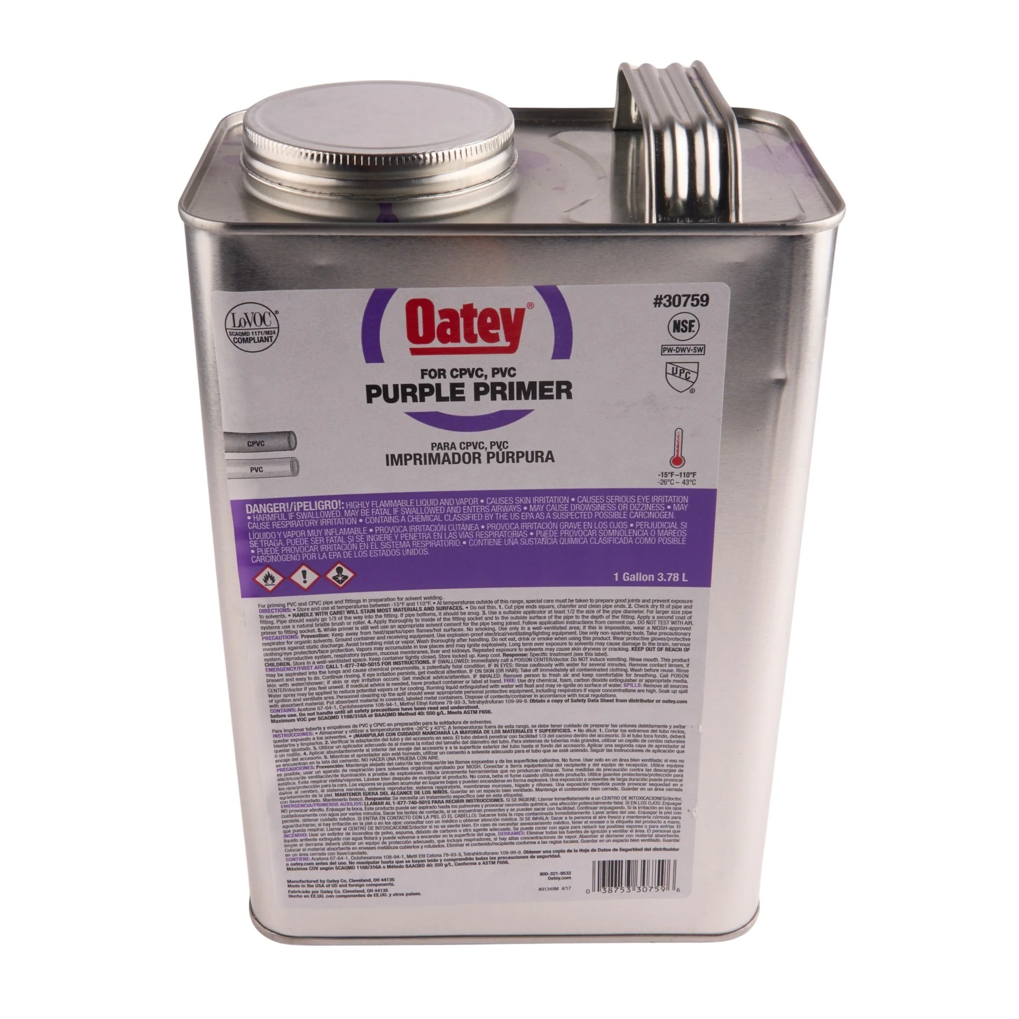 Oatey Purple Primer - 1/4 pint to 1 Gallon sizes