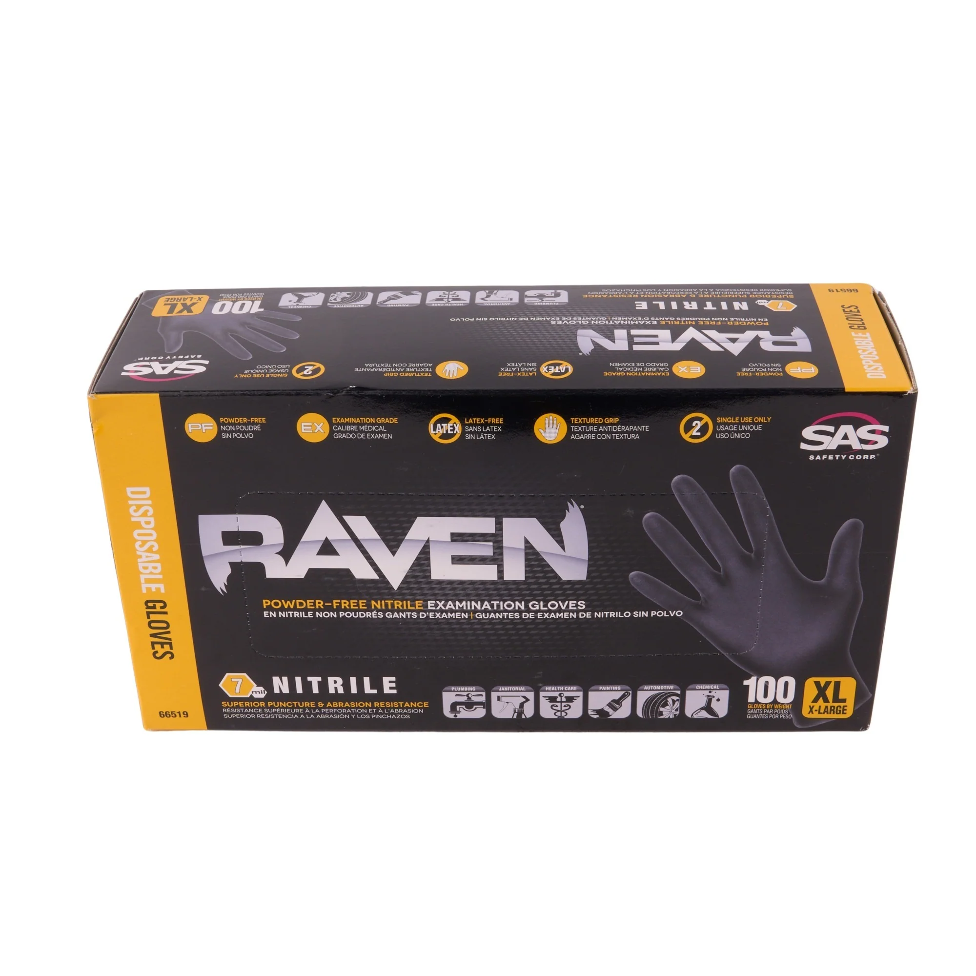 Raven Powder Free Black Nitrile Glove-Xl
