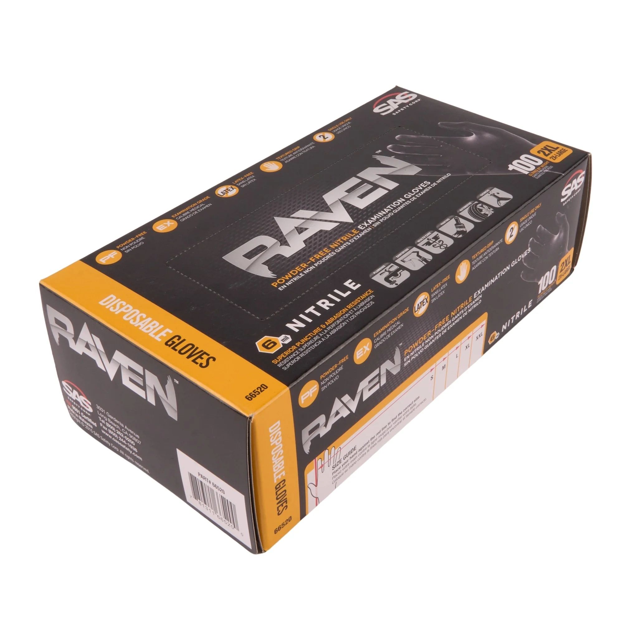 Raven Powder Free Black Nitrile Glove-Xxl - Image 2
