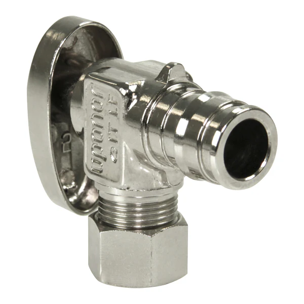 Uponor ProPEX Chrome Brass Full-Port Angle Stop Valve ProPEX x 3/8 OD (Lead Free)