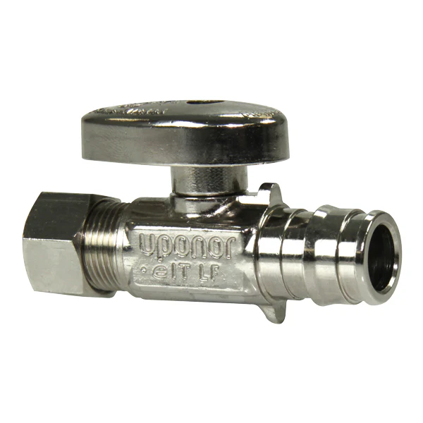 Uponor ProPEX Chrome Brass Full-Port Straight Stop Valve ProPEX x 3/8 OD (Lead Free)